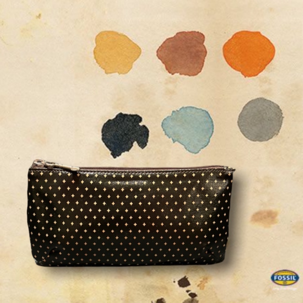 Fossil Coated Canvas Zipper Pouch